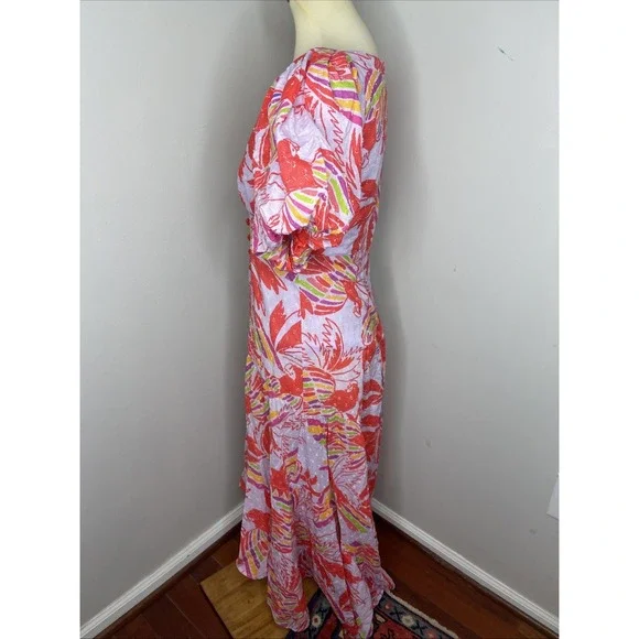 Farm Rio Printed Swiss-dot Cotton Midi Dress Small S - Picture 3 of 10